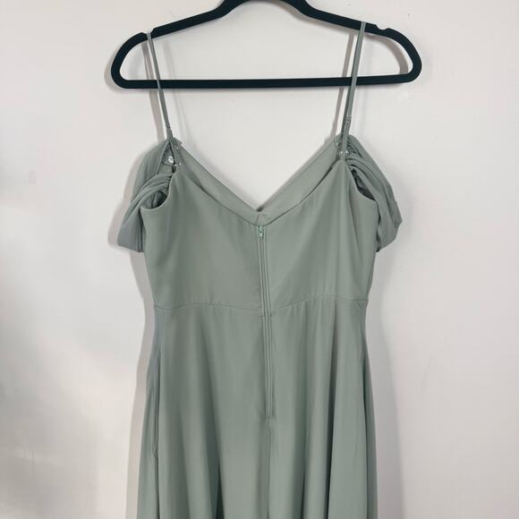 Birdy Grey DEVIN CONVERTIBLE DRESS Women M CHIFFON SAGE BRIDEMAID WEDDING - Picture 5 of 15